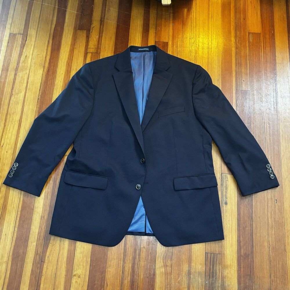 Hart Schaffner Marx Mens Blazer 48R Blue Wool Blend Chicago Fit Soft Sport Coat